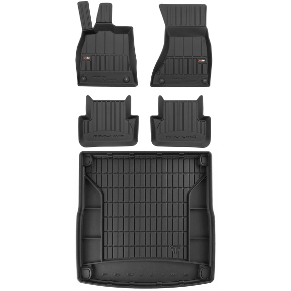 Set Covorase Auto Cauciuc Negro Audi A4 B8 2007-2015 Pro Line Tip Tavita 3D 3D407114 + Tavita Portbagaj Negro Audi A4 B8 2007-2015 Avant / Combi TM548256